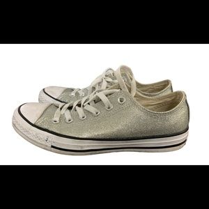 Women’s Converse ALL STARS SZ 8.5 silver glitter Dillards limited edition